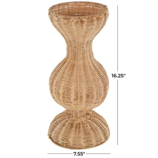 16.25" Brown Rattan Hourglass Vase with Dome Base {9}