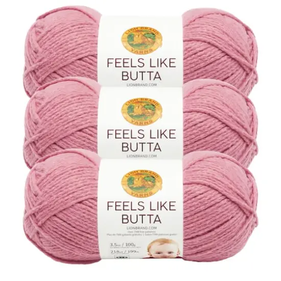 3 Pack Lion Brand&reg; Feels Like Butta&reg; Solid Yarn Dusty Pink {1}