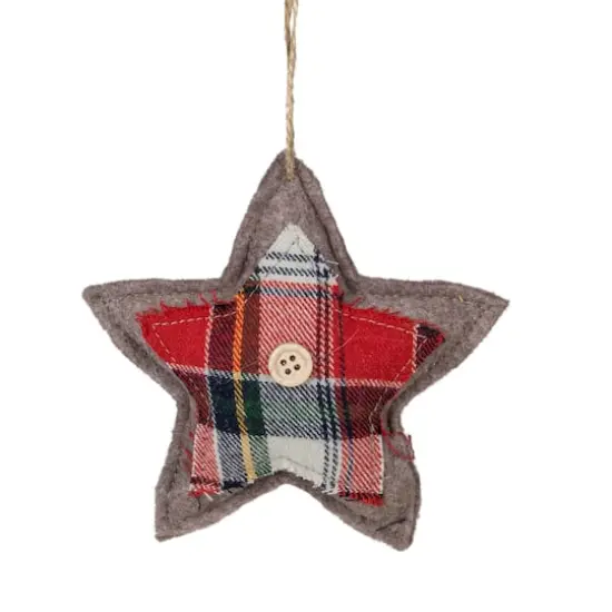 4.5" Plaid Plush Star Ornament {1}