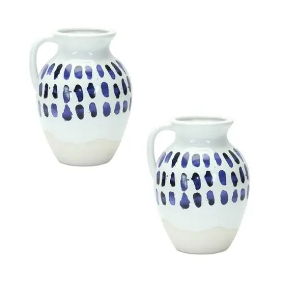 8" Two-Tone Tie Dye Design Ceramic Pitcher Vases, 2ct. {1}