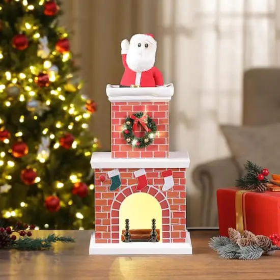 18" LED Animated Santa No.2 in Chimney {3}
