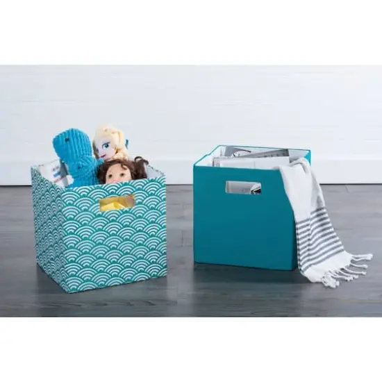 DII&reg; 13" Polyester Solid Storage Cube Teal {4}