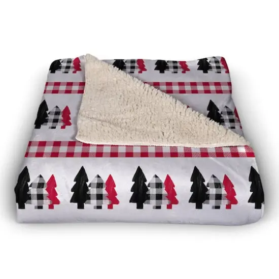 Plaid Tree Pattern 50x60 Sherpa Fleece Blanket {3}