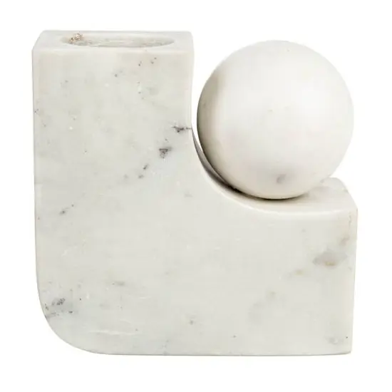 Hello Honey® 7" White Modern Marble Pillar & Taper Candle Holder Vase with Ball {5}