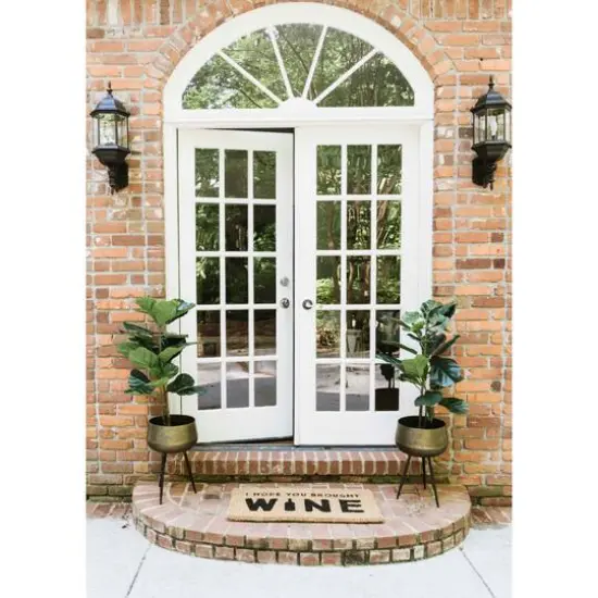 I Hope You Brought Wine Rectangle Natural Coir Doormat {6}