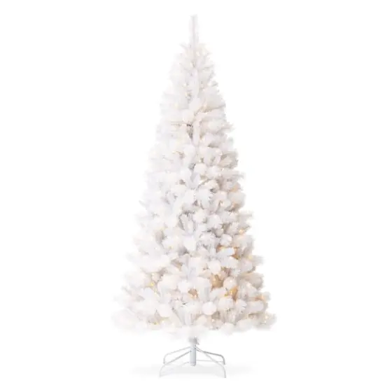 8ft. Pre-Lit White Pine Artificial Christmas Tree, Warm White Lights {1}