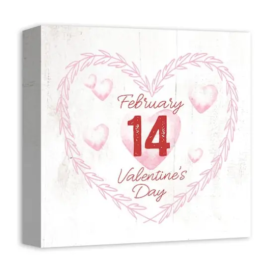 Valentines Day Calendar Wreath Canvas Wall Art {3}