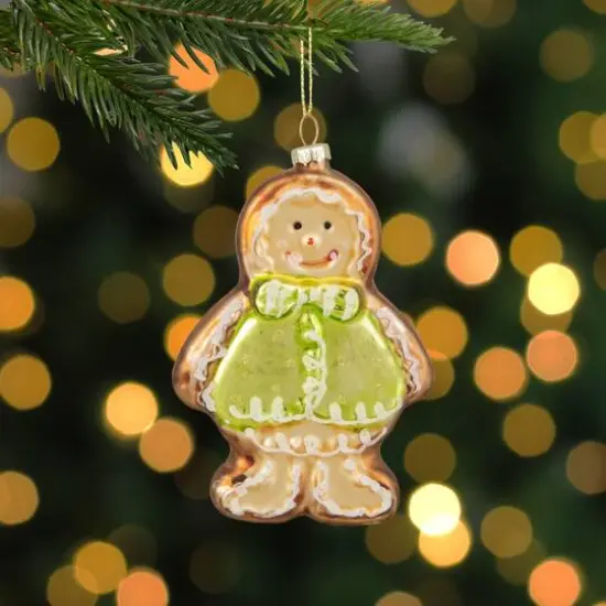 4.5" Bronze & Brown Glass Gingerbread Christmas Ornament {7}