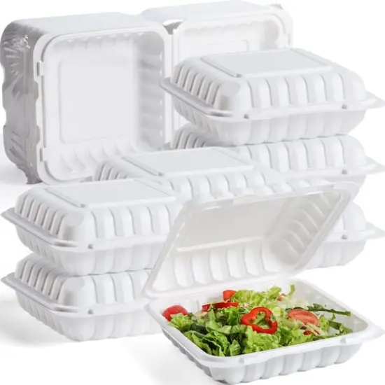 9" White Single-Compartment Clamshell Take Out Containers, 150ct. {1}