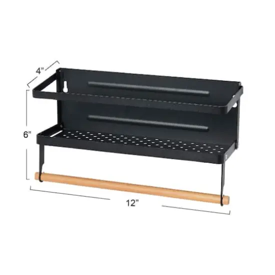 Household Essentials 12" Metal Spice Rack with Paper Towel Holder Black {4}
