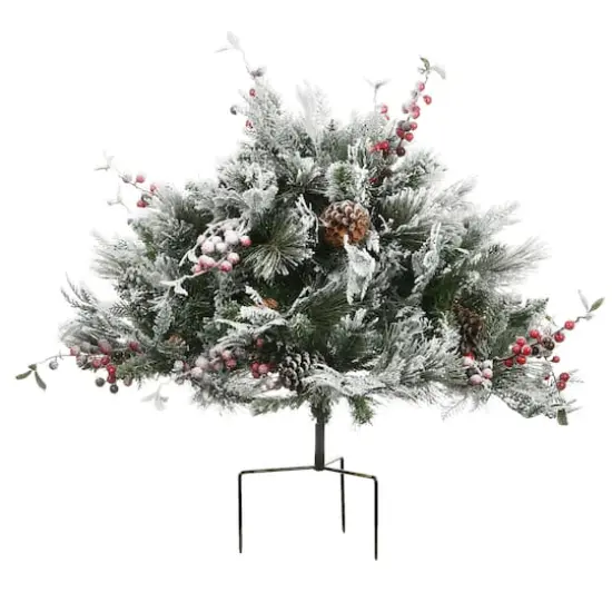 22" Snowy Bedford Urn Filler with Battery Operated LED Lights {7}