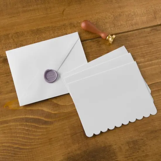 Scalloped Folded Cards & Envelopes by Recollections&trade;, 4.25" x 5.5" White {4}