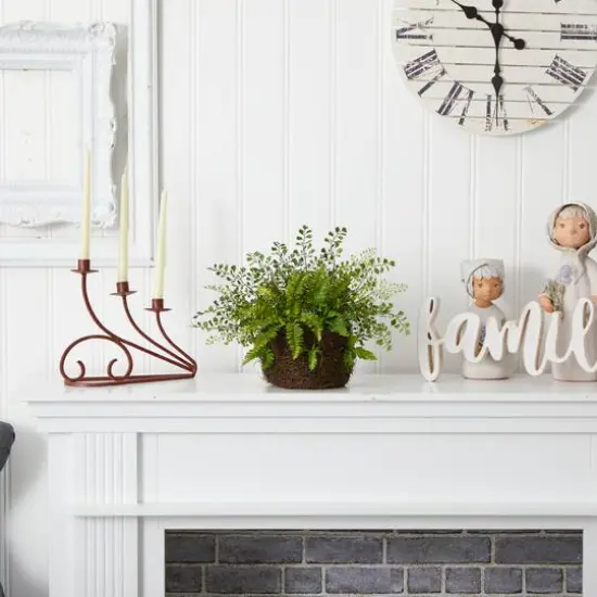 13" Fern and Twig Moss Basket {6}