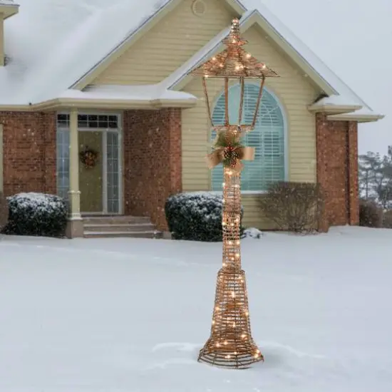 60" Pre-Lit Champagne Vine Lamppost {3}