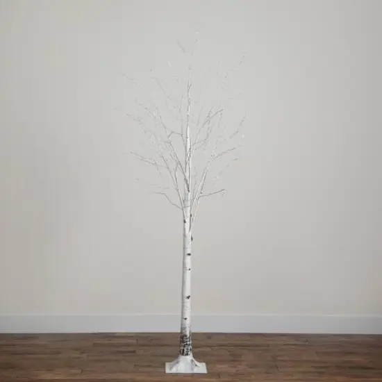 7ft. Pre-Lit White Birch Artificial Christmas Tree, Warm White LED Lights {12}