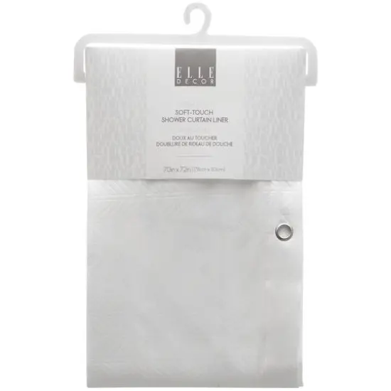 Elle D&eacute;cor White Soft Touch Waterproof Fabric Shower Curtain Liner {6}
