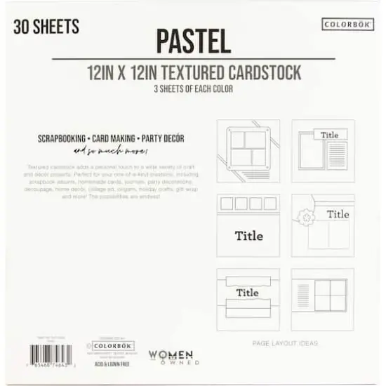 Colorbok&reg; Pastel Textured Cardstock Pad, 12" x 12" {3}