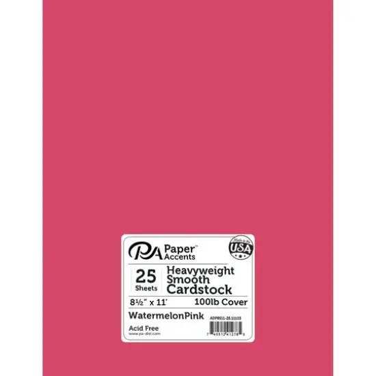PA Paper&trade; Accents 8.5" x 11" 100lb. Smooth Cardstock, 25 Sheets Watermelon Pink {1}