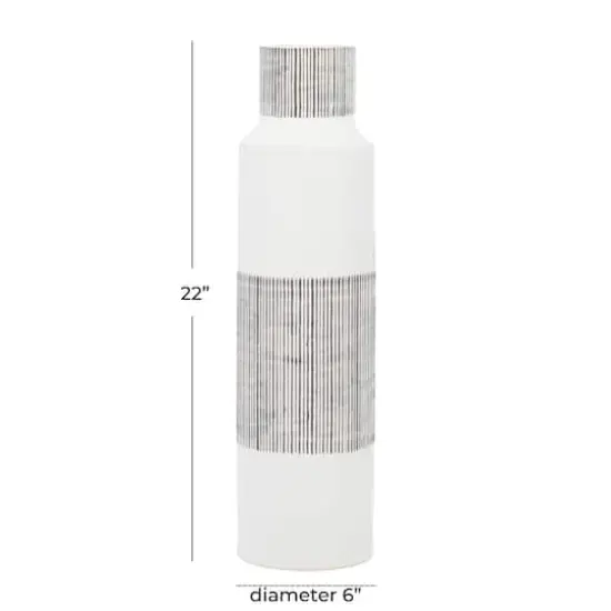 CosmoLiving by Cosmopolitan White Ceramic Modern Vase, 6" x 22" {5}