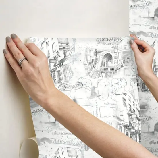 RoomMates White Harry Potter Map Peel & Stick Wallpaper {9}