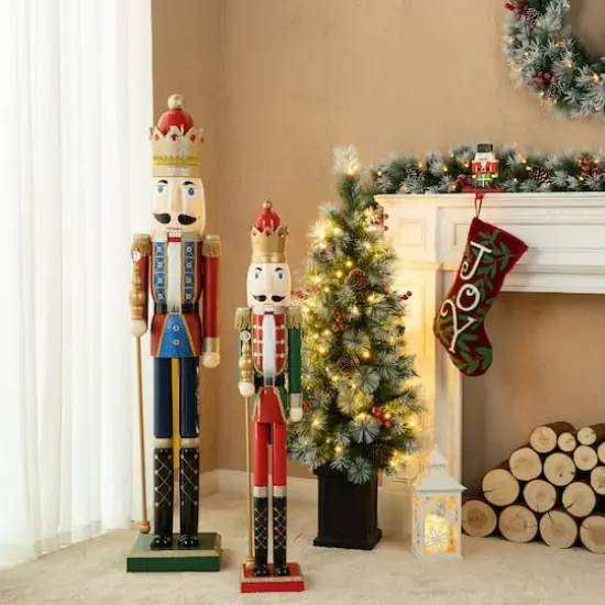 Glitzhome&reg; 42" Wooden Christmas King Nutcracker {4}