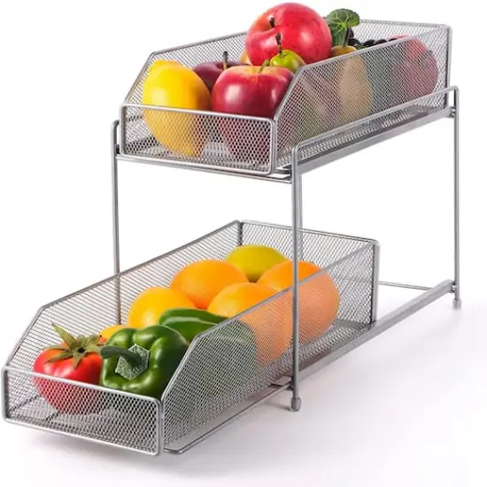 NEX&trade; Silver 2-Tier Sliding Basket Drawer Organizer {6}