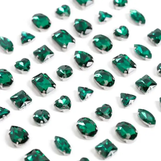 CousinDIY Silver Emerald Glass Sew-On Rhinestones, 48ct. {3}
