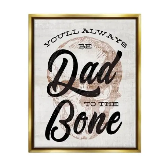 Stupell Industries Dad To The Bone Punny Skull Phrase Floater Framed Art Gold {1}