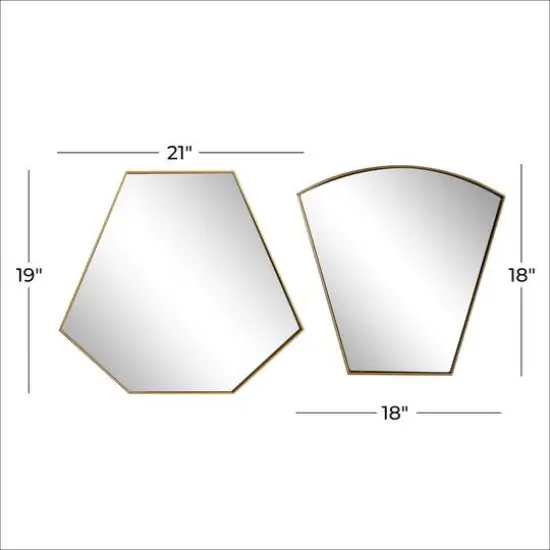 CosmoLiving by Cosmopolitan Set of 2 Gold Metal Contemporary Wall Mirror, 18", 19" {6}