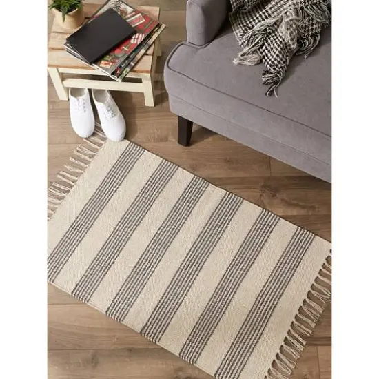 DII&reg; Gray Ticking Stripe Hand-Loomed Rug, 2ft. x 3ft. {12}