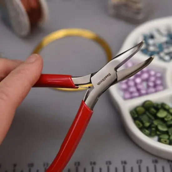 The Beadsmith&reg; 4.75" Red Bent Chain Nose Pliers {8}