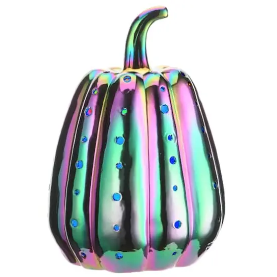 14" LED Purple Iridescent Pumpkin D&eacute;cor {1}