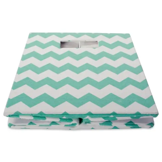 DII&reg; 13" Polyester Chevron Storage Cube Aqua {4}