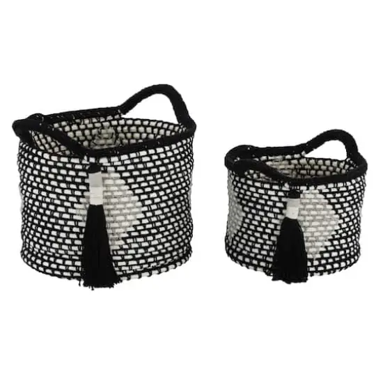 Black Polyester Traditional Storage Basket Set {1}