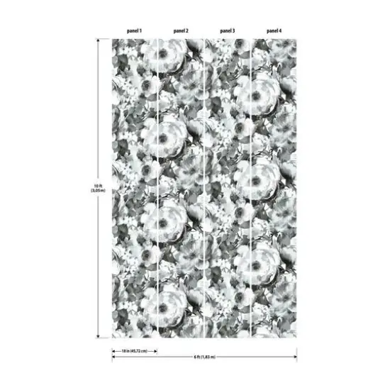 RoomMates Watercolor Floral Peel & Stick Wallpaper Black/White {8}