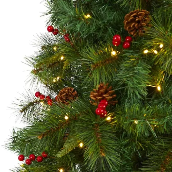 7ft. Pre-Lit Mixed Pine Artificial Christmas Tree, Clear LED Lights {4}