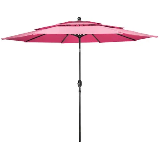 9.75ft. Outdoor Patio Market Umbrella with Hand Crank & Tilt Pink {1}