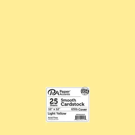 PA Paper&trade; Accents 12" x 12" 65lb. Smooth Cardstock, 25 Sheets Light Yellow {1}