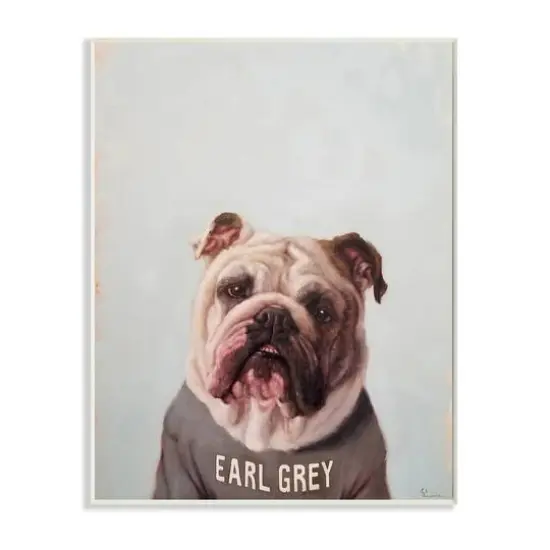 Stupell Industries English Bulldog in Earl Grey Tea Shirt Wall Plaque {2}