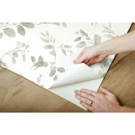 RoomMates Green Dancing Leaves Peel & Stick Wallpaper {9}