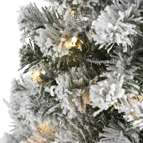 3ft. Pre-Lit Flocked West Virginia Fir Artificial Christmas Tree, Clear LED Lights {4}