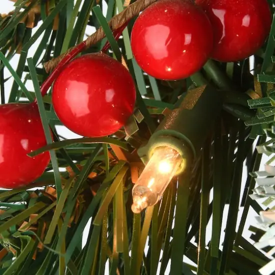 9' x 10" Pre-lit Frosted Berry Artificial Christmas Garland with 100 Clear Lights {4}