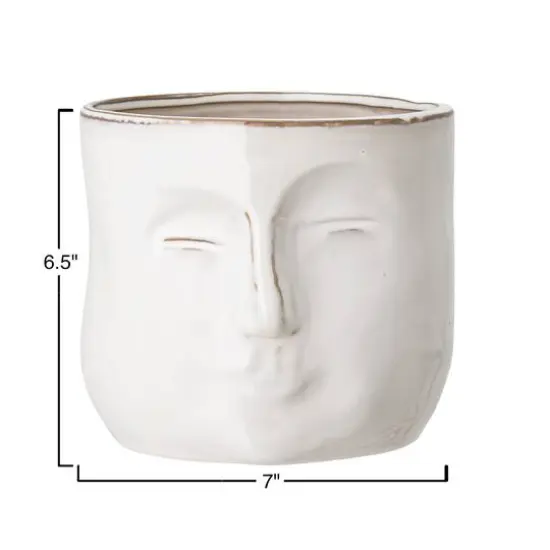 Hello Honey&reg; 7" White Stoneware Planter with Face {6}