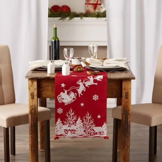 DII&reg; 70" Santa's Sleigh Embroidered Table Runner {4}