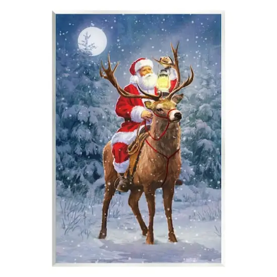 Stupell Industries Santa Riding Reindeer Landscape Wall Plaque Art {1}