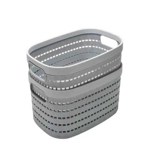 Simplify Medium Gray Basket Storage Tote, 2ct. {1}