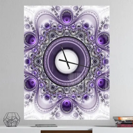 Designart 'Purple Fractal Pattern With Circles Modern Rectangular Wall Clock {3}