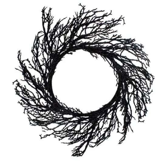 24" Black Halloween Twig Wreath {1}