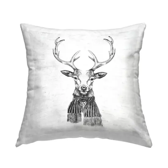 Stupell Industries Winter Deer Wearing Scarf Throw Pillow {1}