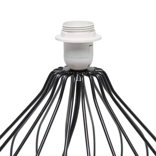 Simple Designs 19.7" Geometrically Wired Table Lamp Black with Gray Shade {7}